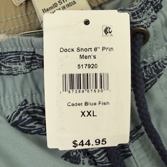 L.L.Bean Dock Shorts XXL Blue Fish Print Classic Fit NWT - Picture 9 of 10